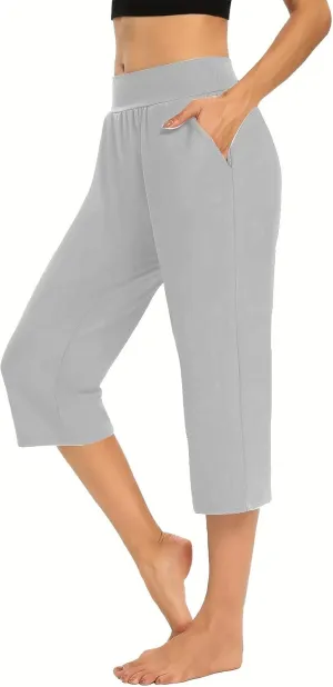 Capri Pants for Women Casual Summer Pants Stretchy Yoga Pants High Waisted Athletic Pants Crop Pants with Pockets