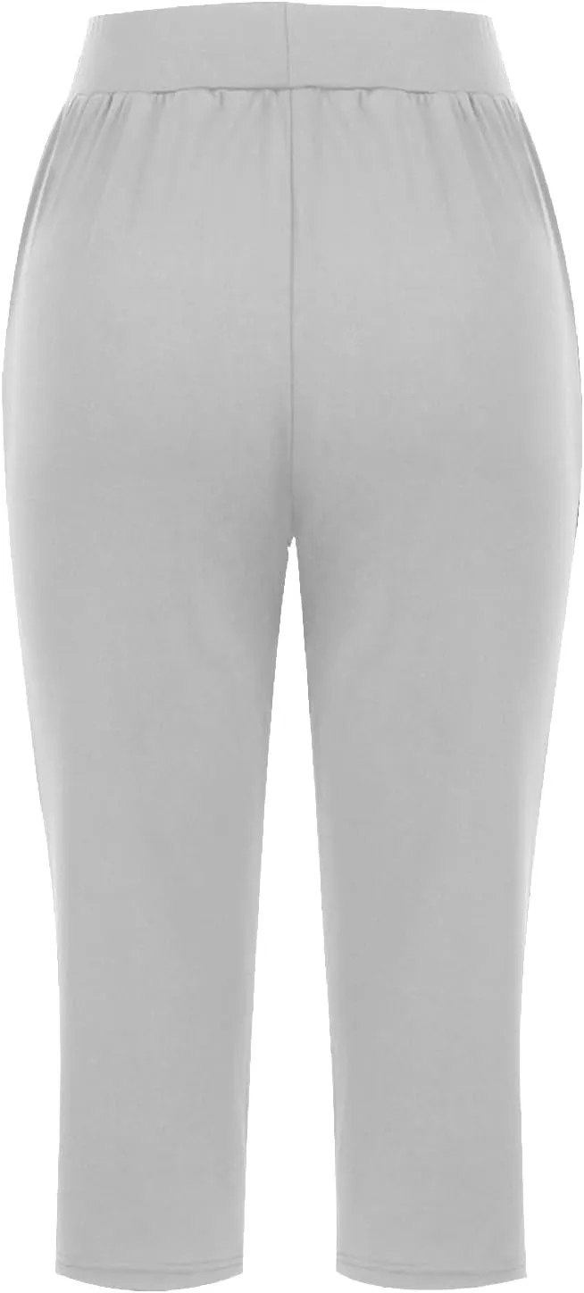 Capri Pants for Women Casual Summer Pants Stretchy Yoga Pants High Waisted Athletic Pants Crop Pants with Pockets