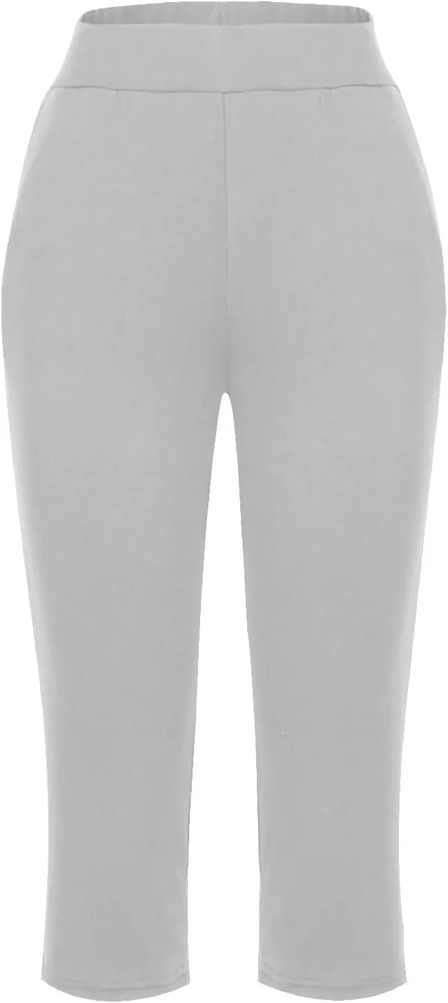 Capri Pants for Women Casual Summer Pants Stretchy Yoga Pants High Waisted Athletic Pants Crop Pants with Pockets