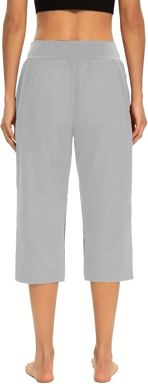 Capri Pants for Women Casual Summer Pants Stretchy Yoga Pants High Waisted Athletic Pants Crop Pants with Pockets