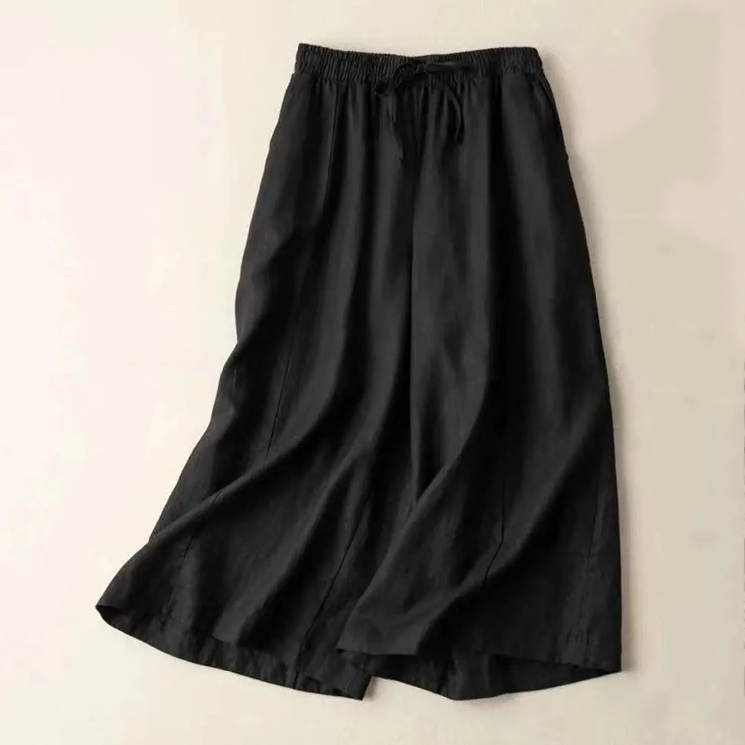 Capri Pants for Women Flowy Beach Pants Summer Elastic Pants Linen Palazzo Pants Workout Soft Pants Trousers