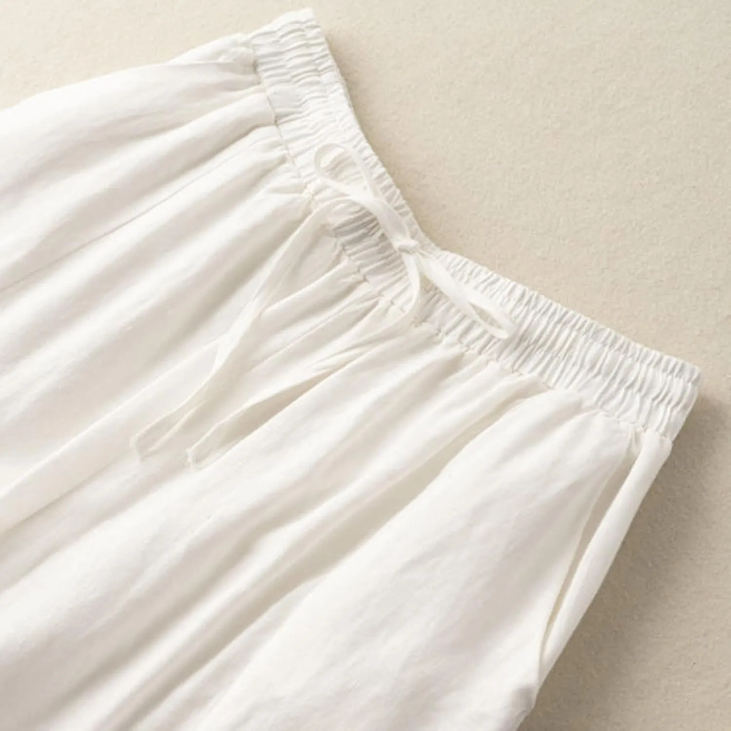 Capri Pants for Women Flowy Beach Pants Summer Elastic Pants Linen Palazzo Pants Workout Soft Pants Trousers