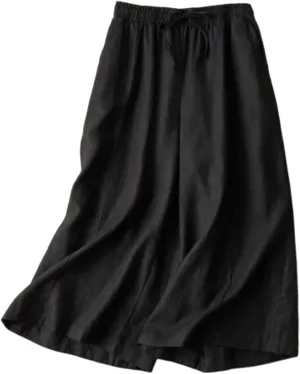 Capri Pants for Women Flowy Beach Pants Summer Elastic Pants Linen Palazzo Pants Workout Soft Pants Trousers