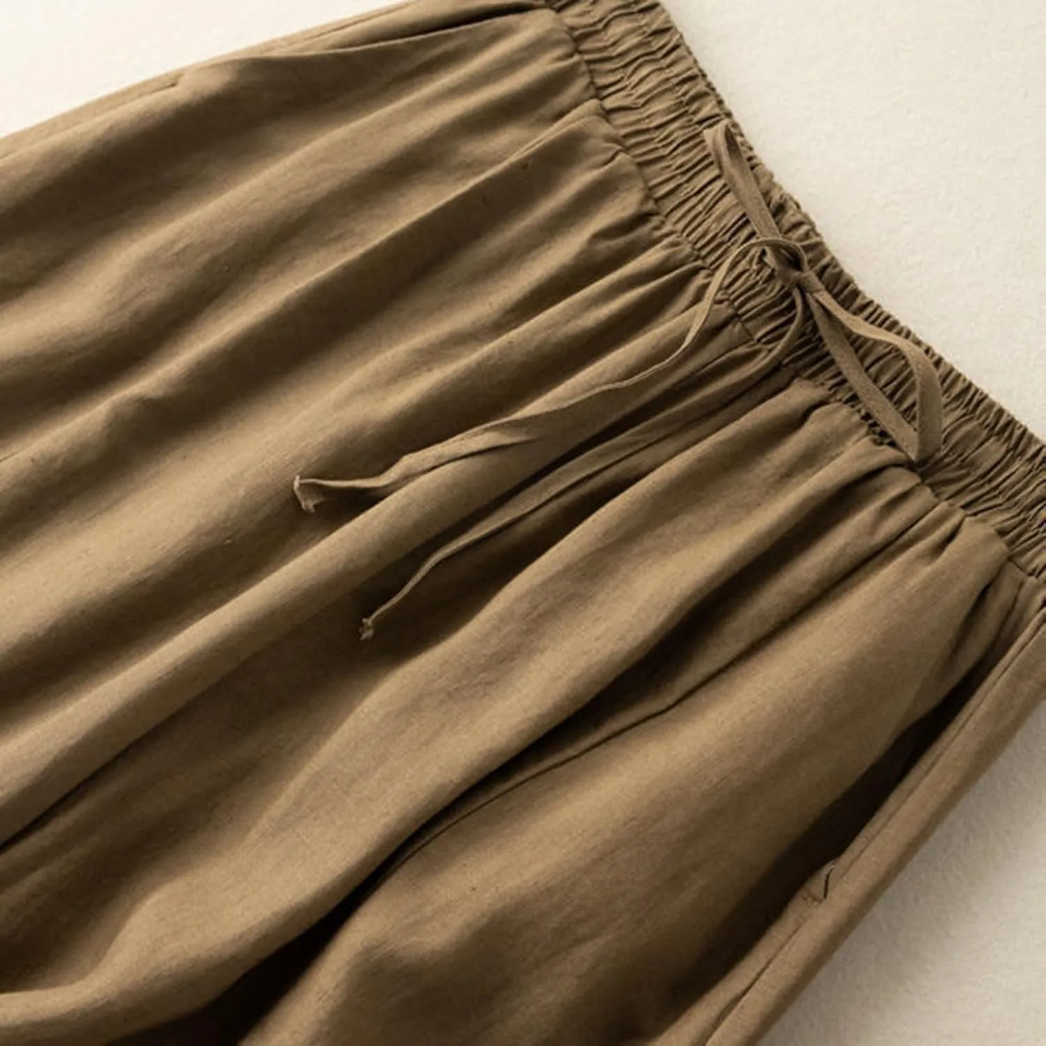 Capri Pants for Women Flowy Beach Pants Summer Elastic Pants Linen Palazzo Pants Workout Soft Pants Trousers