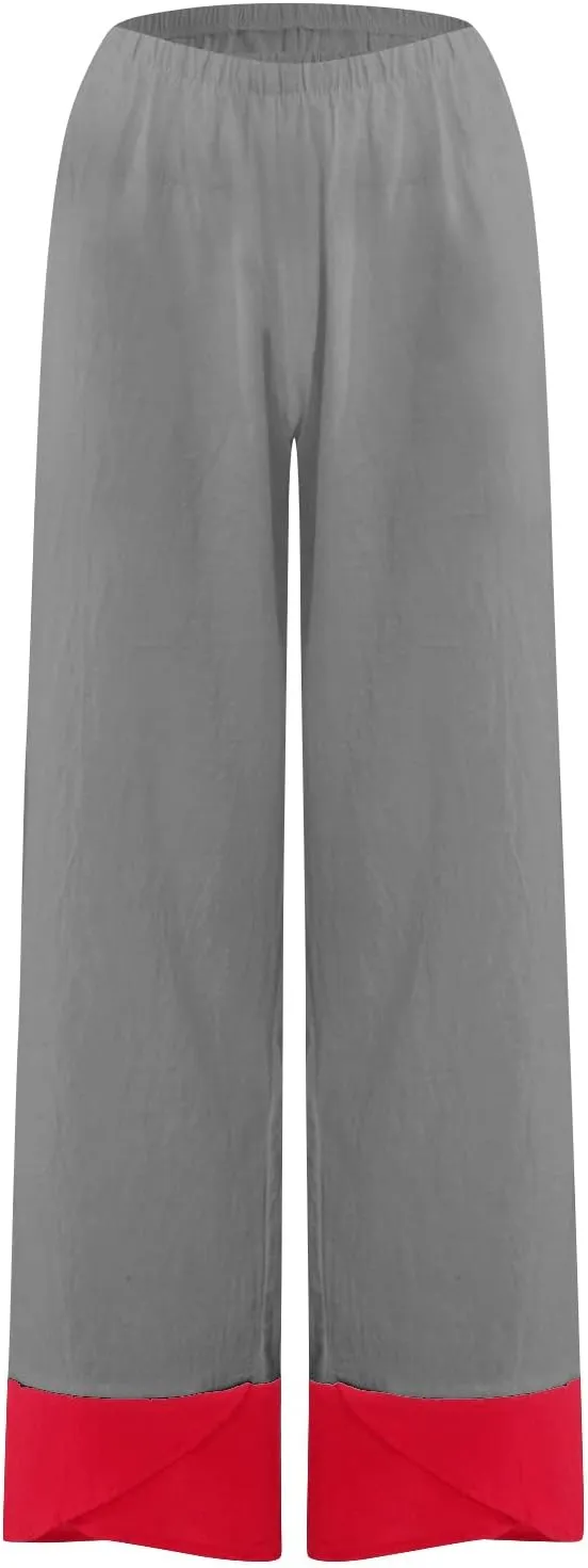 Capri Pants for Women Spring Summer High Waisted Cotton Linen Straight Baggy Cropped Palazzo Trousers for Beach