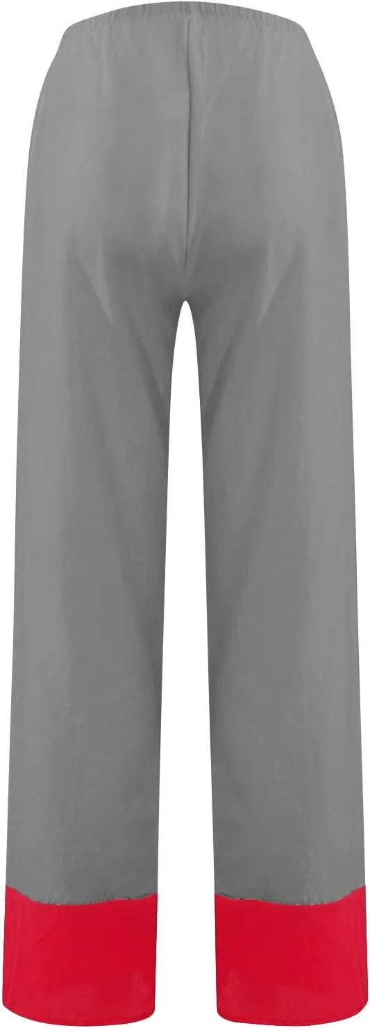 Capri Pants for Women Spring Summer High Waisted Cotton Linen Straight Baggy Cropped Palazzo Trousers for Beach