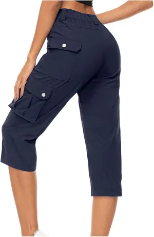 Cargo Capris for Women Lightweight Quick Dry Travel Hiking Summer Pants Baggy Cropped Trousers