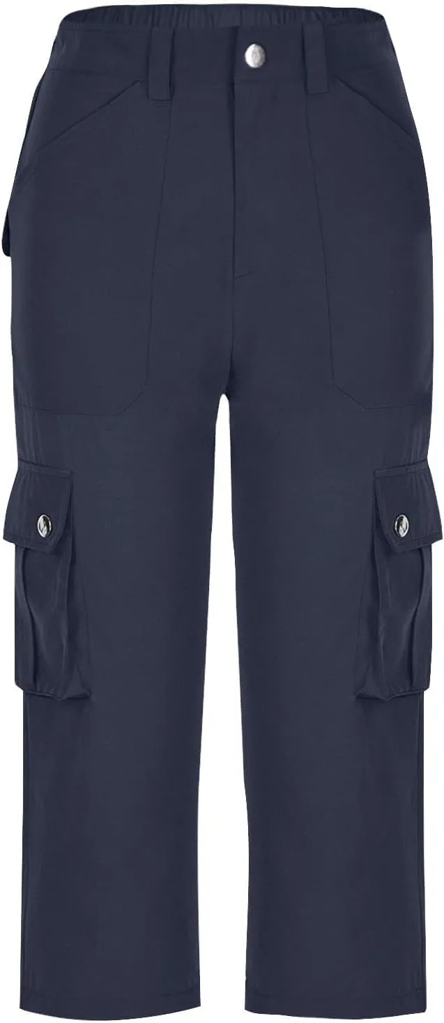 Cargo Capris for Women Lightweight Quick Dry Travel Hiking Summer Pants Baggy Cropped Trousers