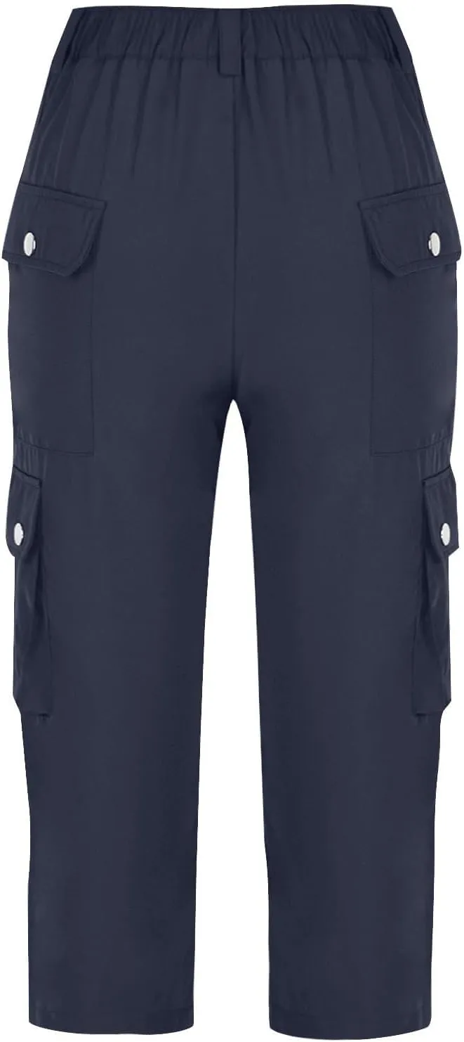 Cargo Capris for Women Lightweight Quick Dry Travel Hiking Summer Pants Baggy Cropped Trousers