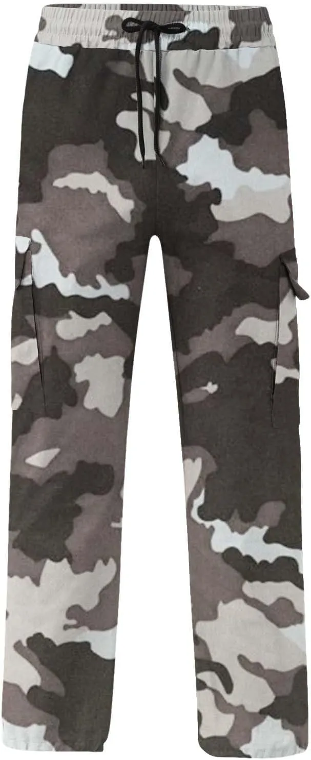 Cargo Trousers Pants for Man Summer Fall Loose Fit Camo Pleated Straight Leg Long Leg Trousers Pants Mens 2025