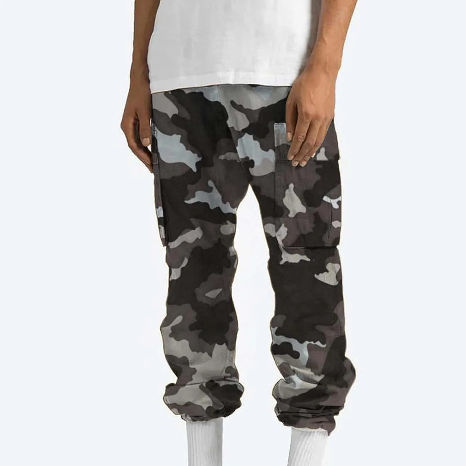 Cargo Trousers Pants for Man Summer Fall Loose Fit Camo Pleated Straight Leg Long Leg Trousers Pants Mens 2025