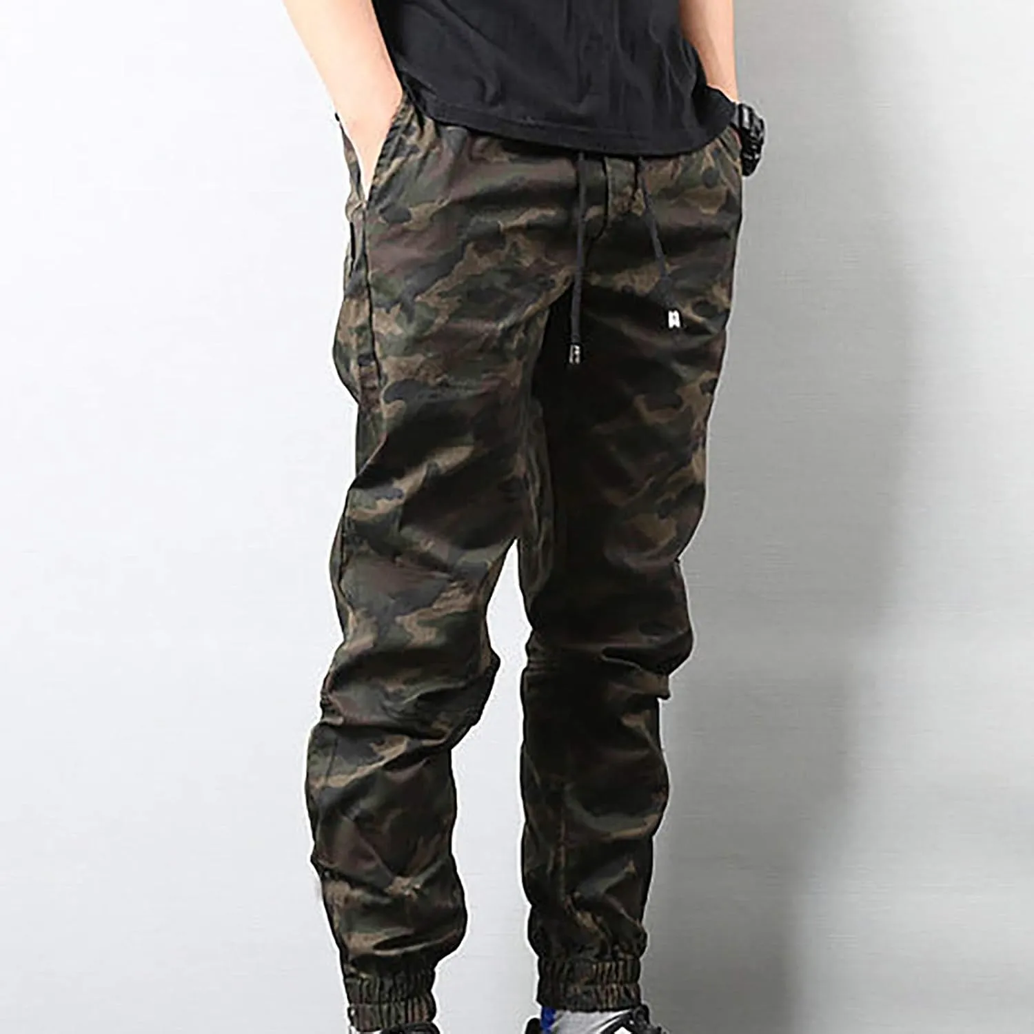 Cargo Trousers Pants for Man Summer Fall Loose Fit Camo Pleated Straight Leg Long Leg Trousers Pants Mens 2025