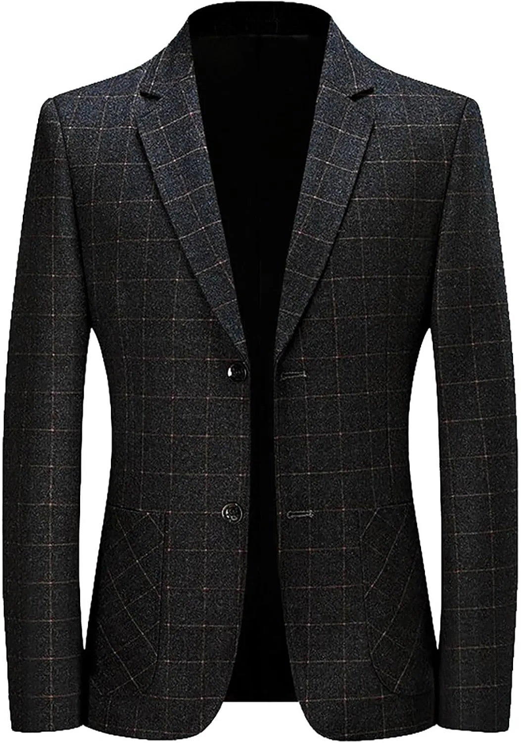 Casual Business Blazer for Men Two Botton Slim Fit Plaid Suit Jacket Unlined Lightweight Formal Daily Sport Coats