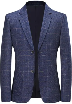 Casual Business Blazer for Men Two Botton Slim Fit Plaid Suit Jacket Unlined Lightweight Formal Daily Sport Coats