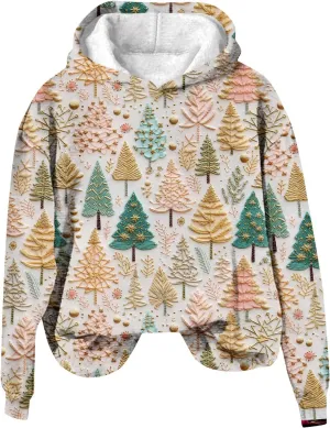 Christmas Hooded Jackets for Women Cute Graphic Santa Claus Printed 3D Sweatshirt Long Sleeve V Neck Pullover Coats