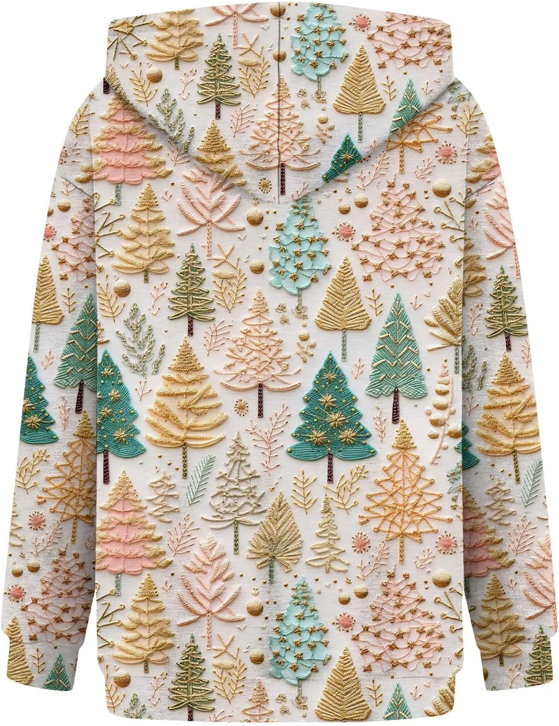 Christmas Hooded Jackets for Women Cute Graphic Santa Claus Printed 3D Sweatshirt Long Sleeve V Neck Pullover Coats