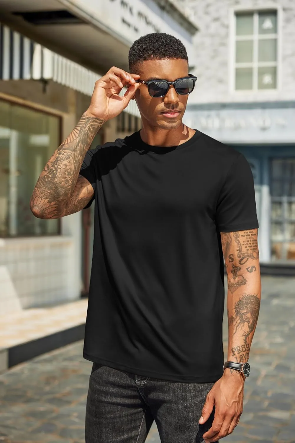 COOFANDY Men's Short Sleeve T-Shirts Crew Neck Casual Summer T Shirts 1-3 Pack Basic Tee Shirt
