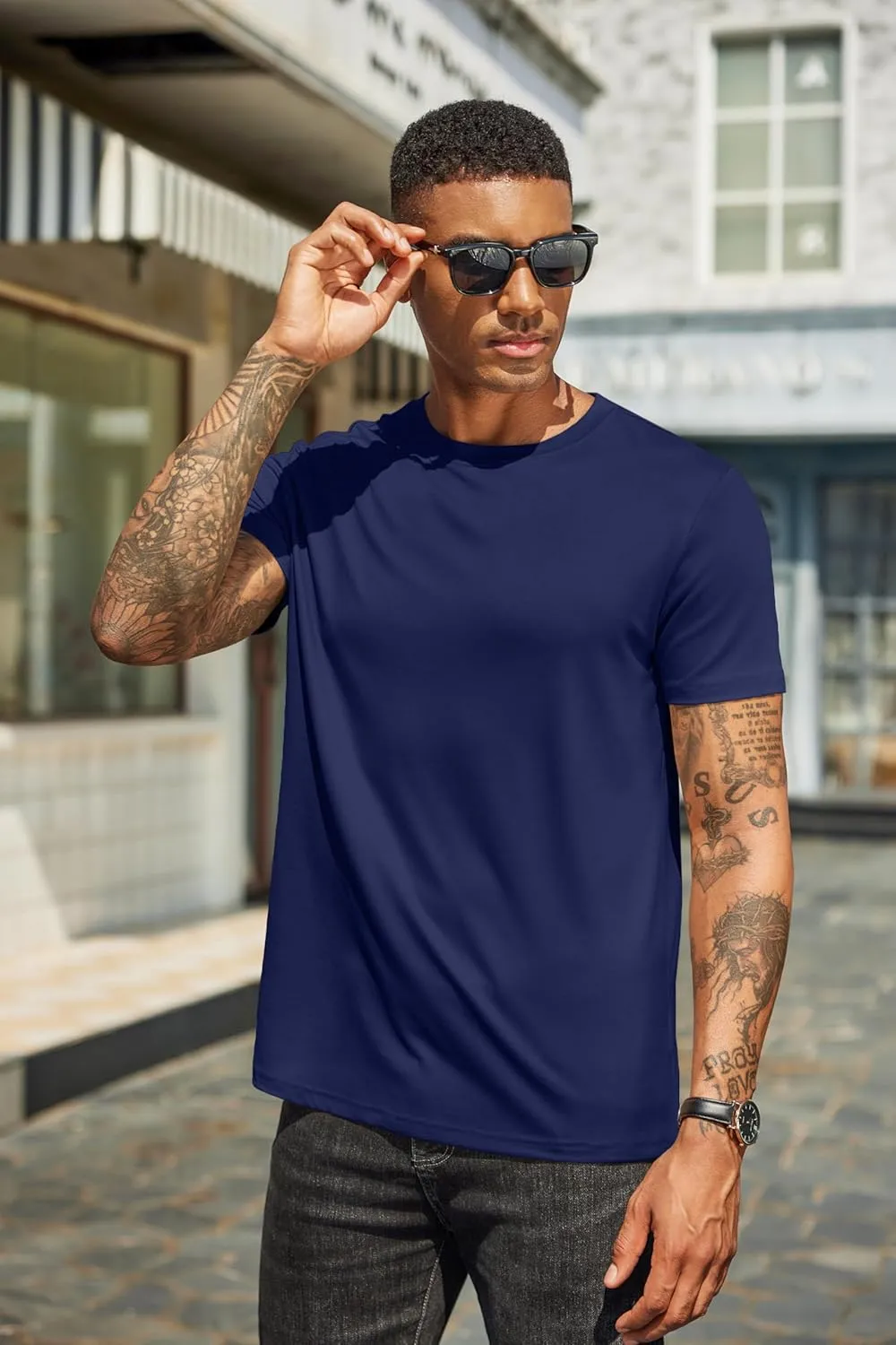 COOFANDY Men's Short Sleeve T-Shirts Crew Neck Casual Summer T Shirts 1-3 Pack Basic Tee Shirt