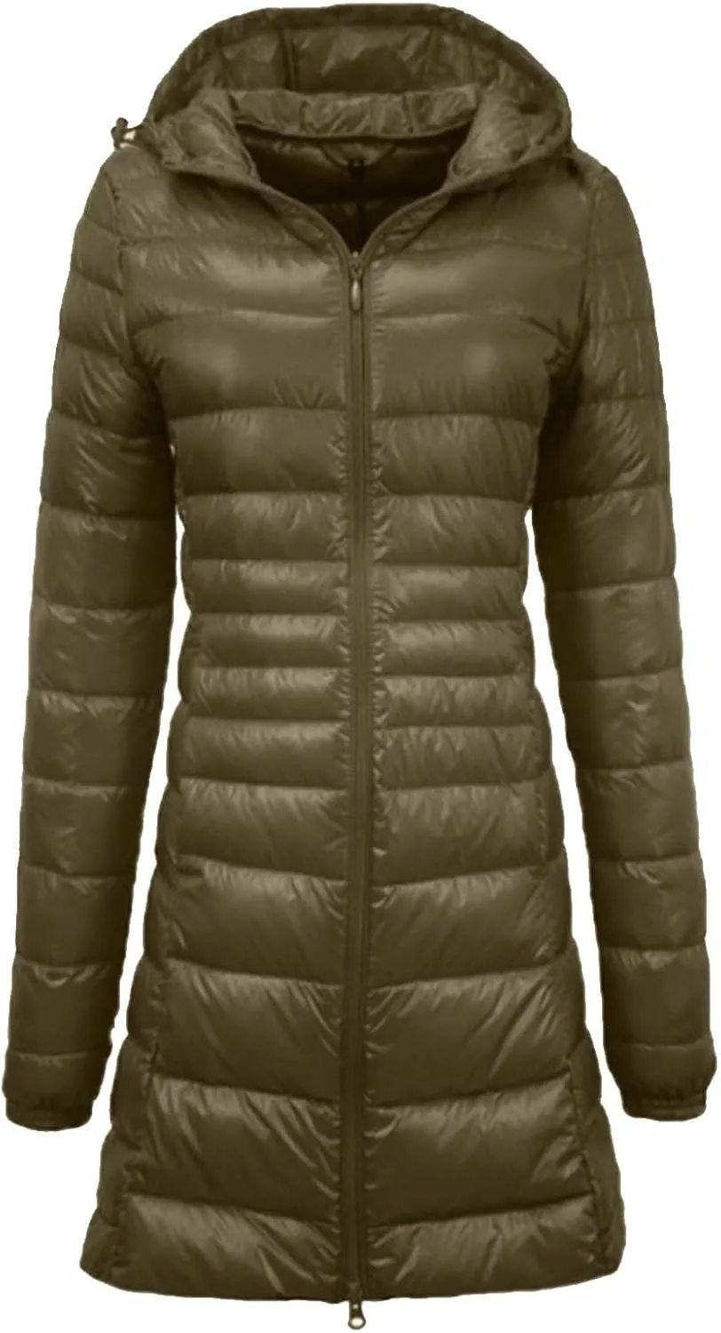 cooki Womens Winter Coats Womens Long Puffer Jacket Plus Size Down Coat Cotton Cover Coat Lightweight Down Coat With Hood