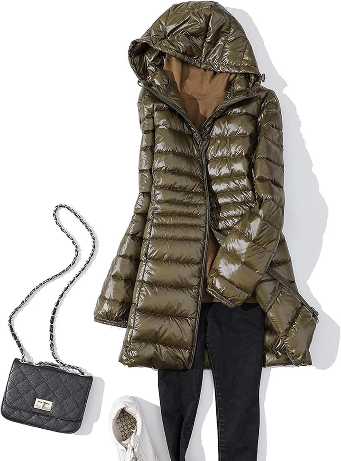 cooki Womens Winter Coats Womens Long Puffer Jacket Plus Size Down Coat Cotton Cover Coat Lightweight Down Coat With Hood