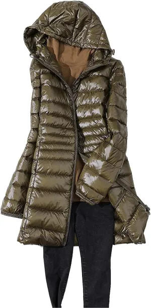 cooki Womens Winter Coats Womens Long Puffer Jacket Plus Size Down Coat Cotton Cover Coat Lightweight Down Coat With Hood