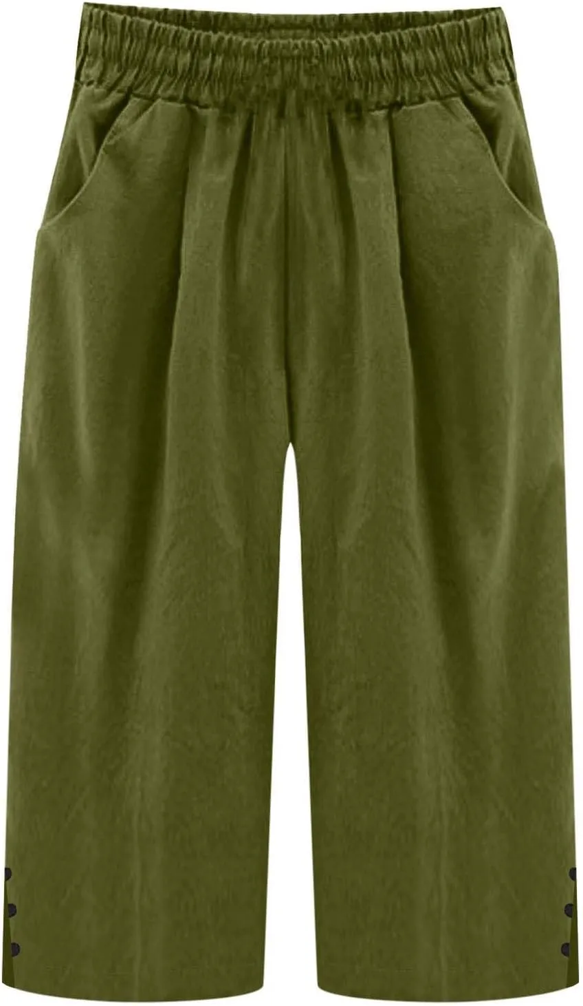 Cropped Linen Pants Women High Waisted Straight Leg Capri Summer Lounge Pants for Women Loose Fit Solid Cropped Pants
