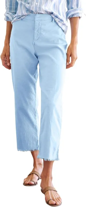 Cropped Linen Pants Women Straight Leg Pull On Work Pants Business Casual High Waisted Dress Pants Office Ankle Pants