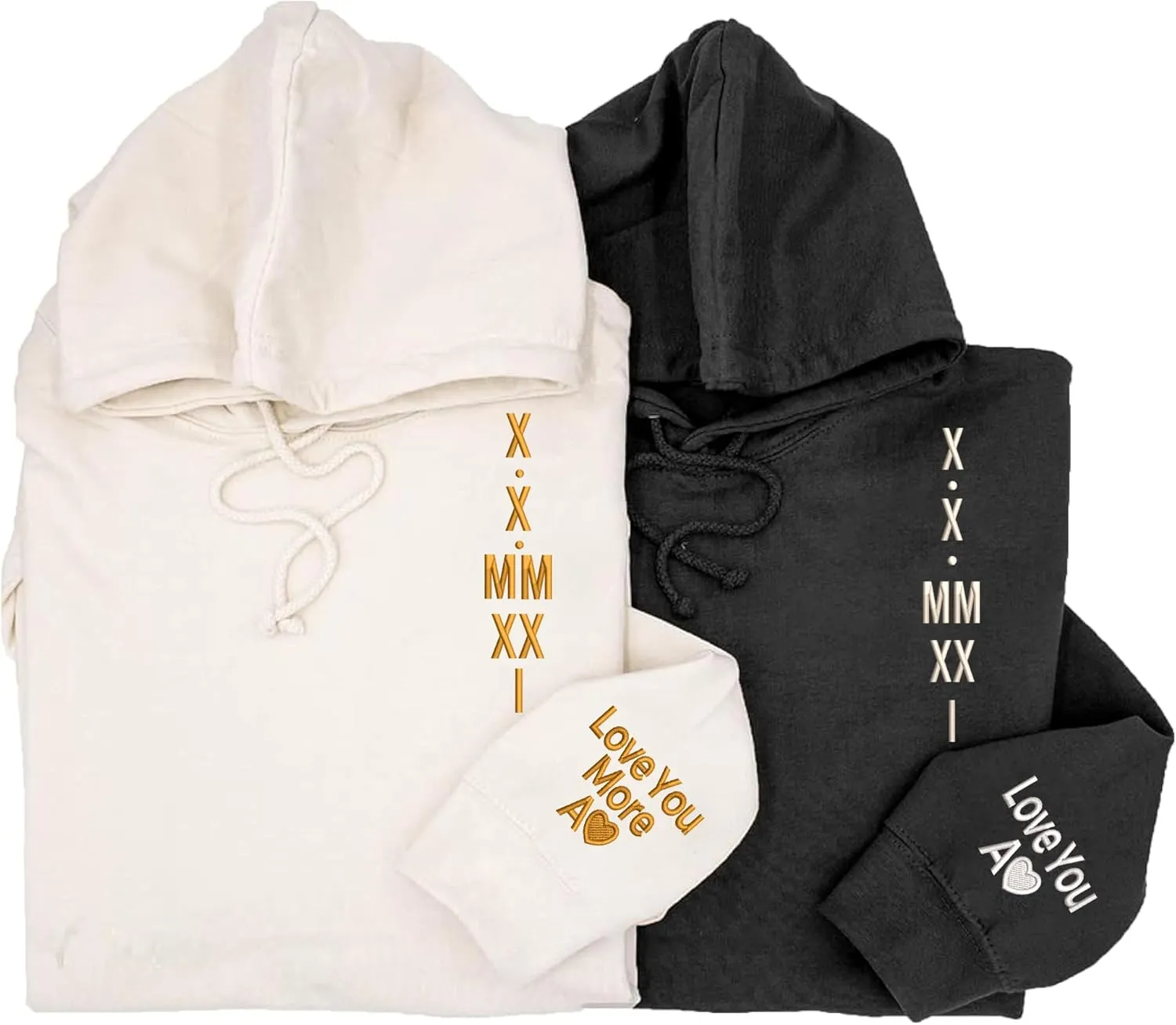 Custom Embroidered Roman Numeral Hoodies, Matching Hoodies For Couples, Couples Hoodies, Custom Hoodies For Couples, Hoodies For Boyfriend, Matching Couples Hoodies With Initial Heart Quote
