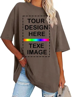 Custom T Shirts for Women Men Design Your Own Shirt Add Text/Image/Logo Graphic Tee Printed Photo Front/Back