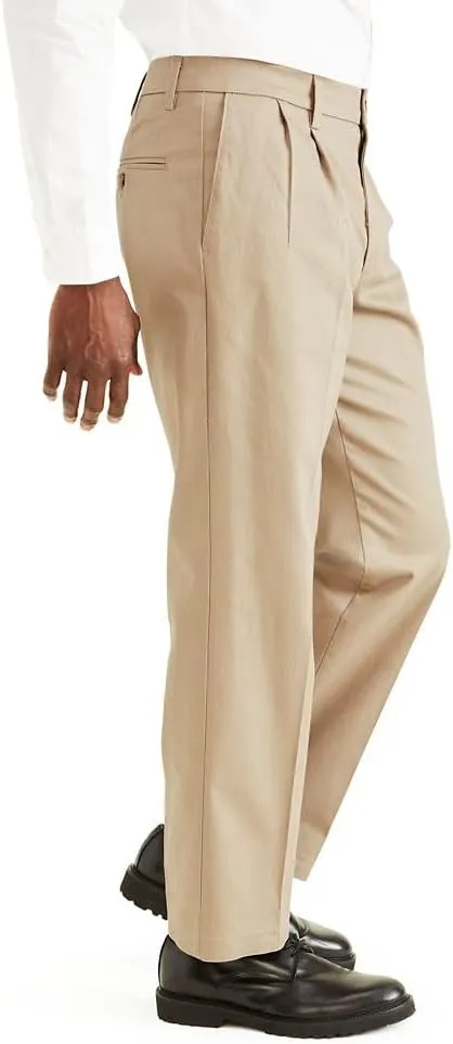 Dockers Men's Classic Fit Signature Lux Cotton Pleated Stretch Pants (Regular and Big & Tall)
