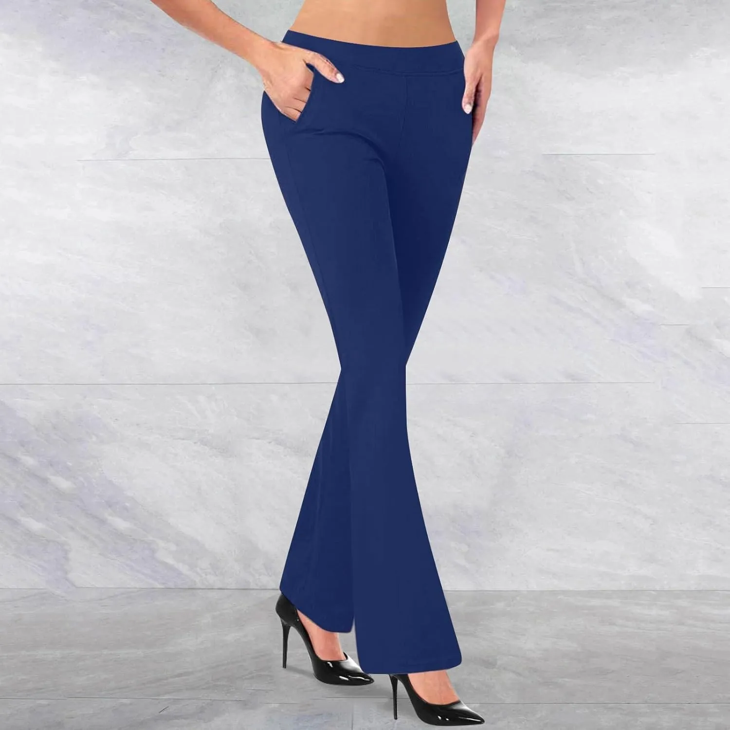 Dress Pants Women Tummy Control Workout Yoga Pants Business Casual High Waist Bootcut Work Pants Lounges with Pockets
