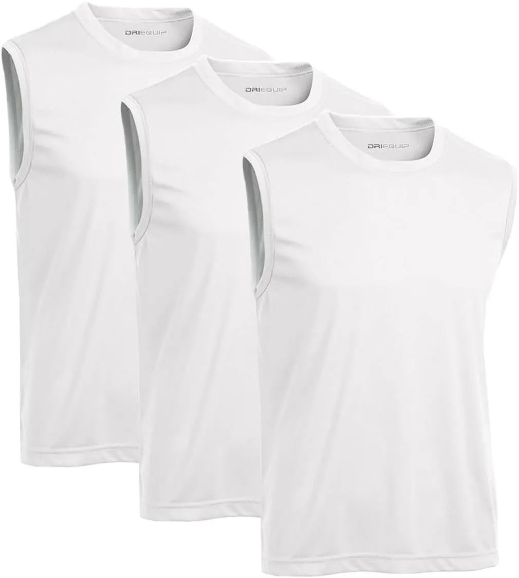DRIEQUIP Mens Sleeveless Moisture Wicking Muscle T-Shirts. XS-4XL