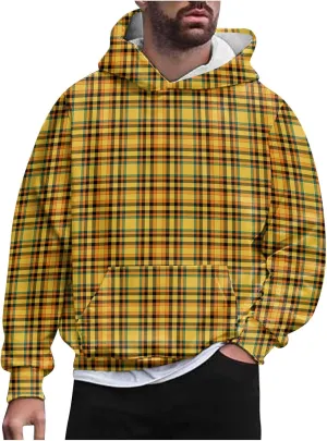 DuDubaby Mens Fleece Hoodies Men Solid Check Pullover Long Sleeve Hooded Sweatshirt Tops Hoodies Pullover