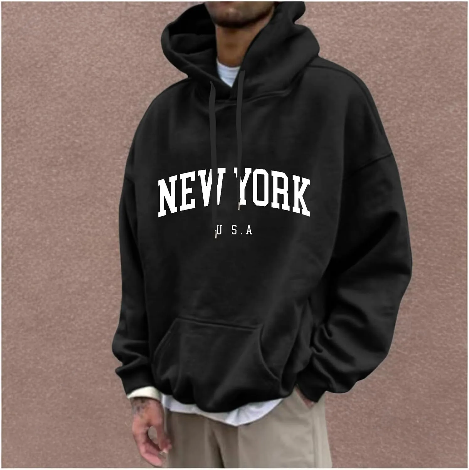DuDubaby Mens Hoodies Print Fashion Loose Unisex Oversized Lightweight Long-Sleeved Fall Hoodies With Designs
