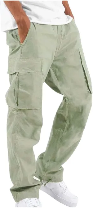 evzosrz Mens Casual Cargo Pants Lightweight Outdoor Drawstring Jogger Sweatpants Gym Hiking Running Trousers with Pockets