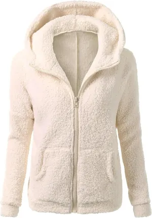 Fall Jackets for women 2024 Faux Fur Sherpa Jacket Fuzzy Hooded Jacket Winter Coats Shearling Outwear Shaggy Coat