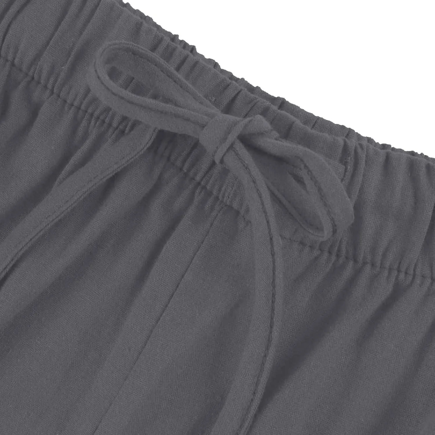 fanmpghleoo Wide Leg Linen Pants for Women Drawstring High Waisted Linen Palazzo Pants Flowy Comfy Lounge Pant with Pockets