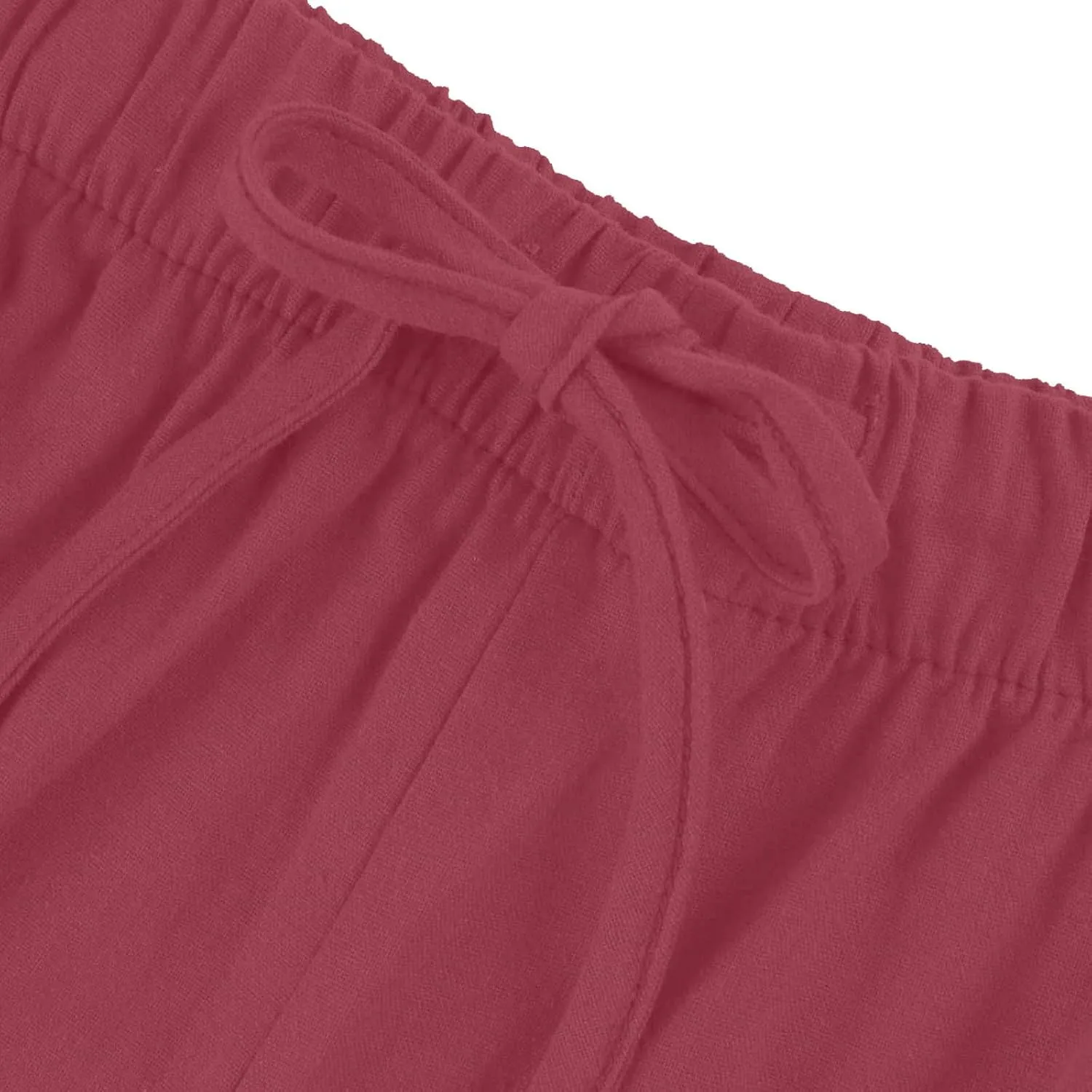 fanmpghleoo Wide Leg Linen Pants for Women Plus Size Palazzo Pants Casual Drawstring Flowy Beach Linen Trousers with Pockets
