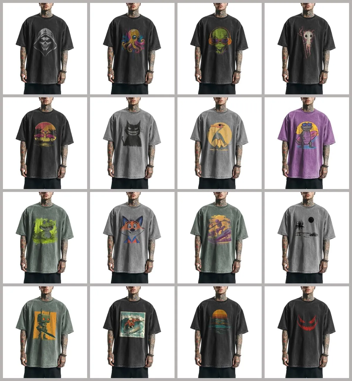 Fashion Cotton Mens Vintage T Shirts Crew Neck Drop Shoulder Oversized T Shirt Washed Printed Graphic Tee