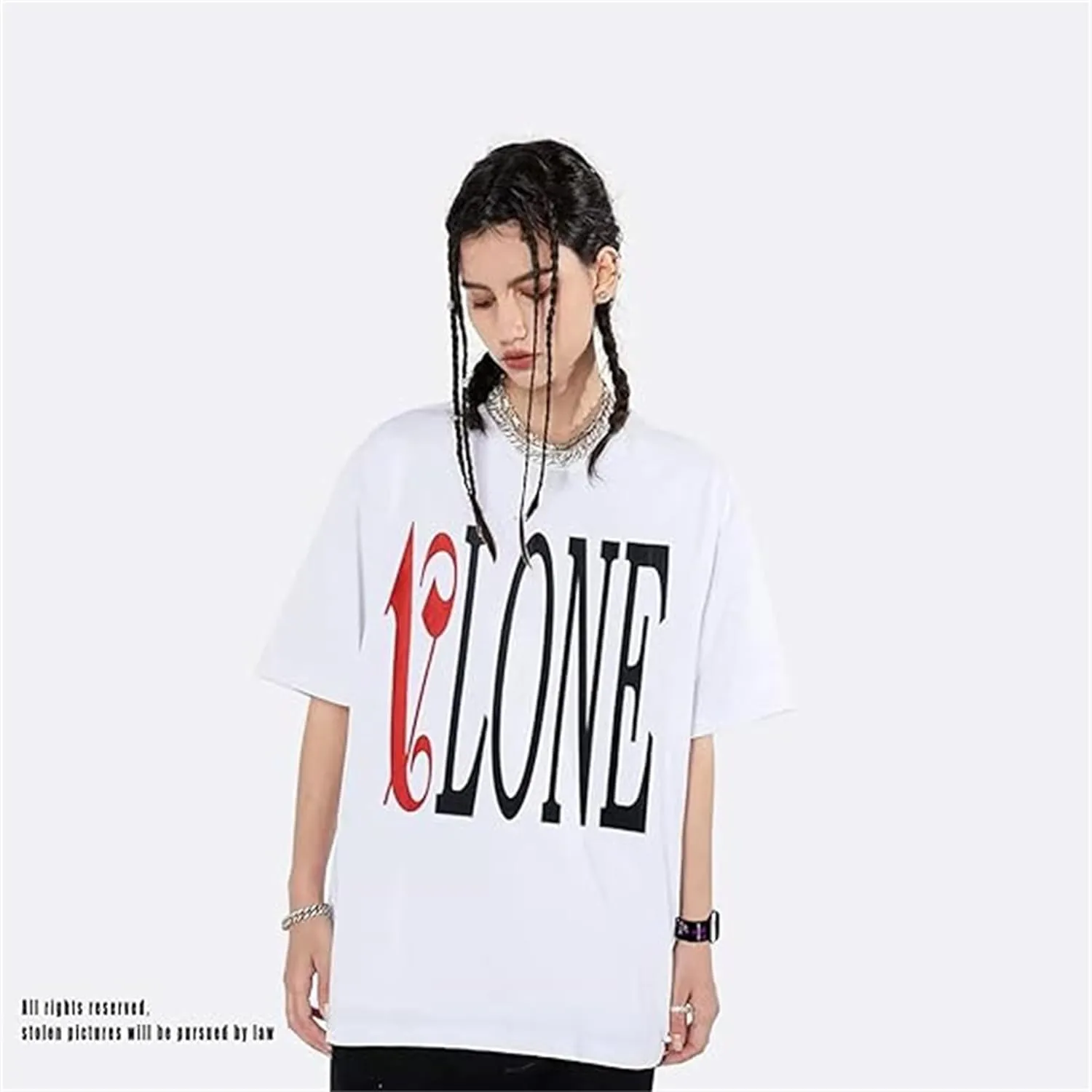 Fashion Men's Short Sleeved T-Shirt V Letter Printed Tops Casual Couple T-Shirt Hip Hop Short Sleeved Tops