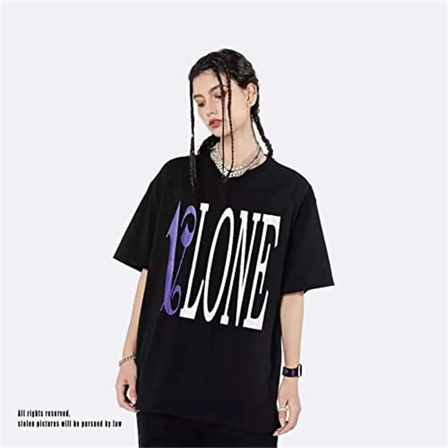Fashion Men's Short Sleeved T-Shirt V Letter Printed Tops Casual Couple T-Shirt Hip Hop Short Sleeved Tops