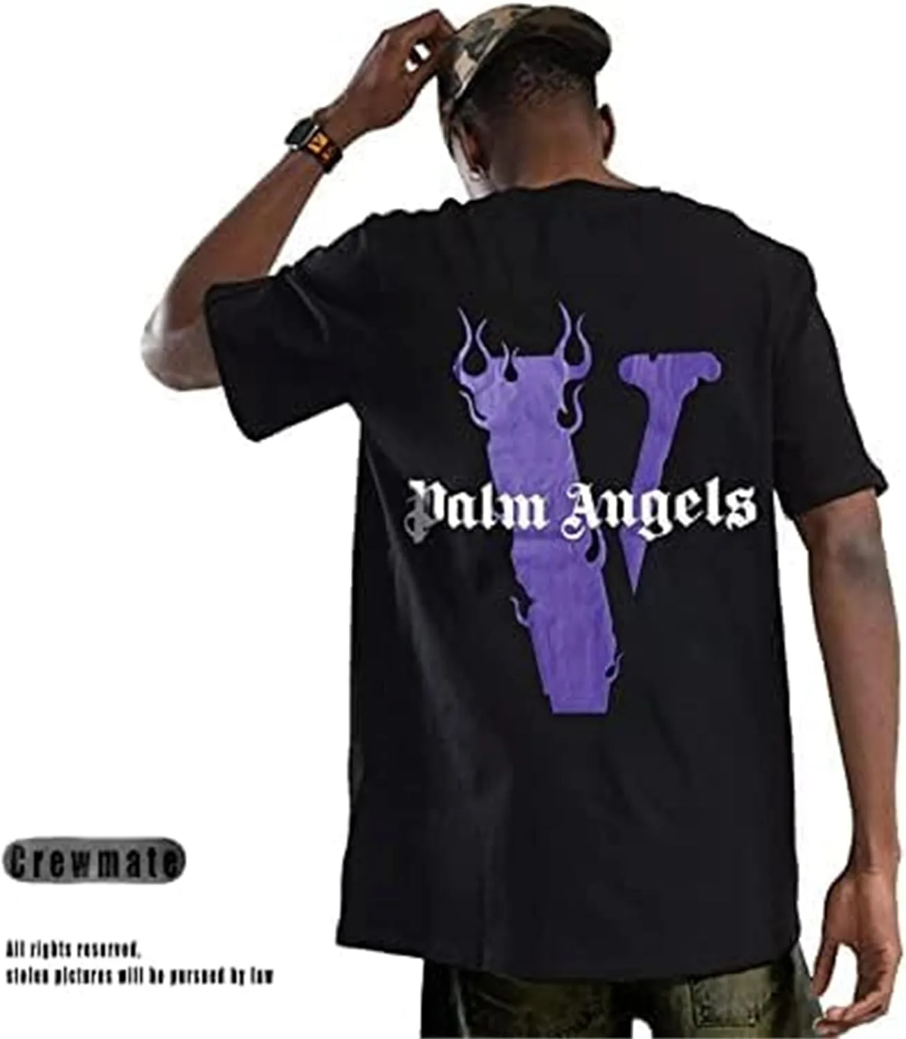 Fashion Men's Short Sleeved T-Shirt V Letter Printed Tops Casual Couple T-Shirt Hip Hop Short Sleeved Tops
