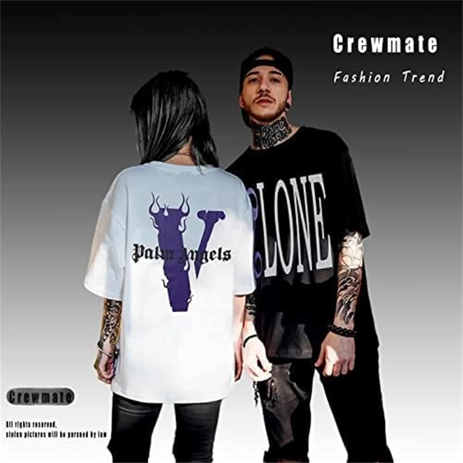 Fashion Men's Short Sleeved T-Shirt V Letter Printed Tops Casual Couple T-Shirt Hip Hop Short Sleeved Tops