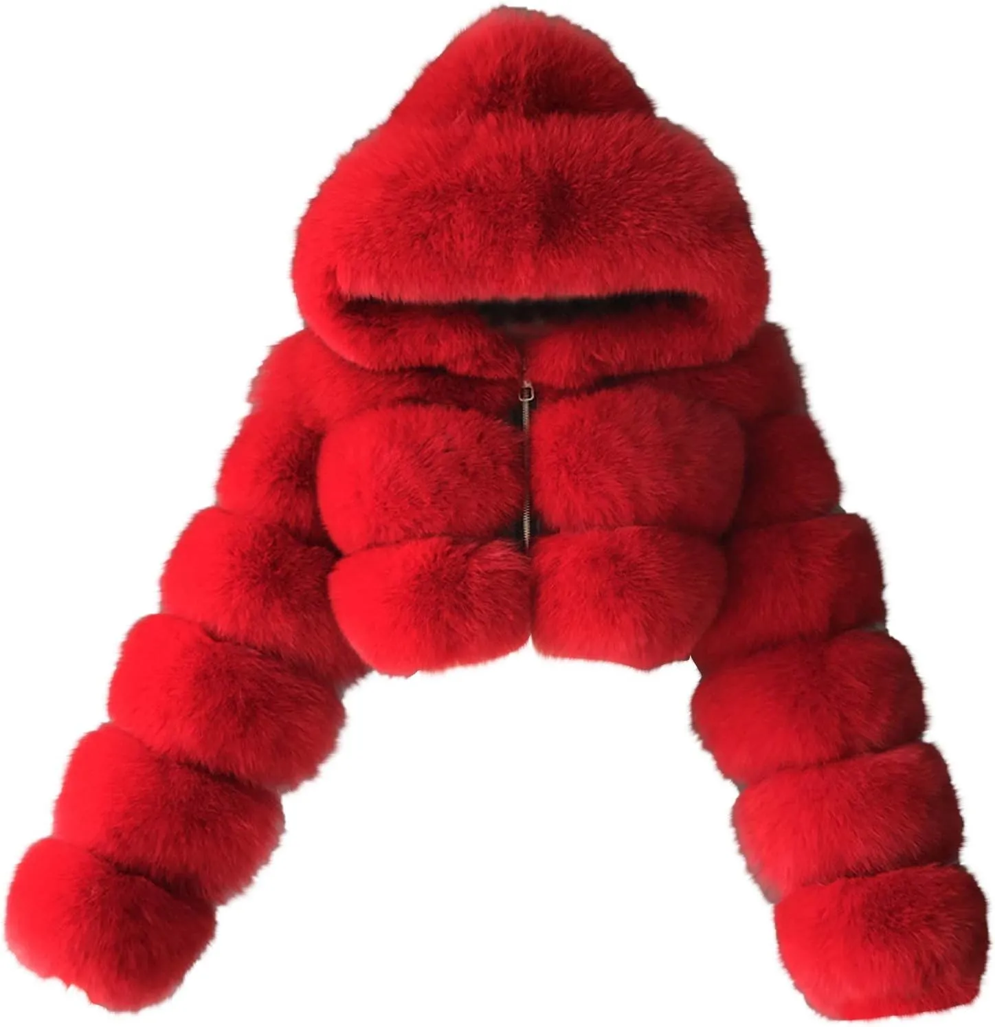 Faux Fur Coats for Women Winter Zip Up Cropped Faux Fur Jackets Ladies Sexy Fluffy Warm Fuzzy Teddy Jacket