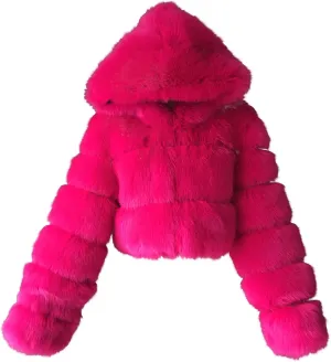 Faux Fur Coats for Women Winter Zip Up Cropped Faux Fur Jackets Ladies Sexy Fluffy Warm Fuzzy Teddy Jacket