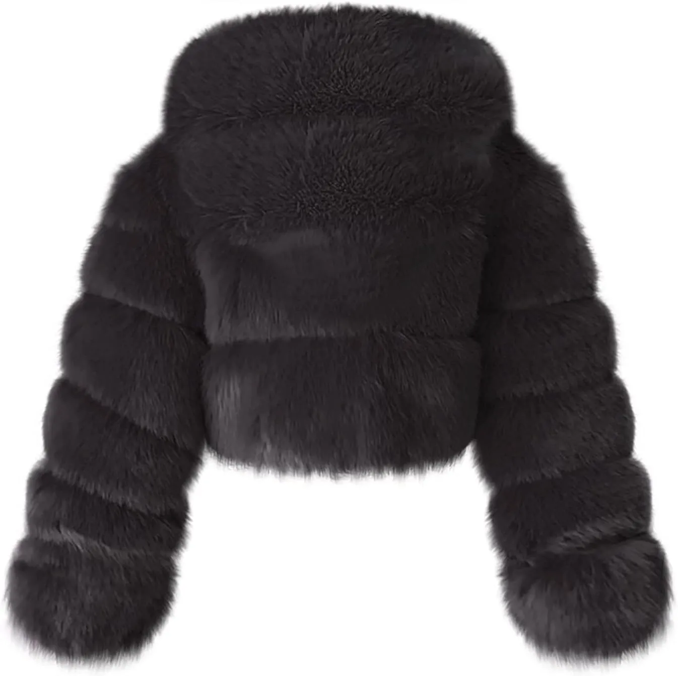 Faux Fur Coats for Women Winter Zip Up Cropped Faux Fur Jackets Ladies Sexy Fluffy Warm Fuzzy Teddy Jacket
