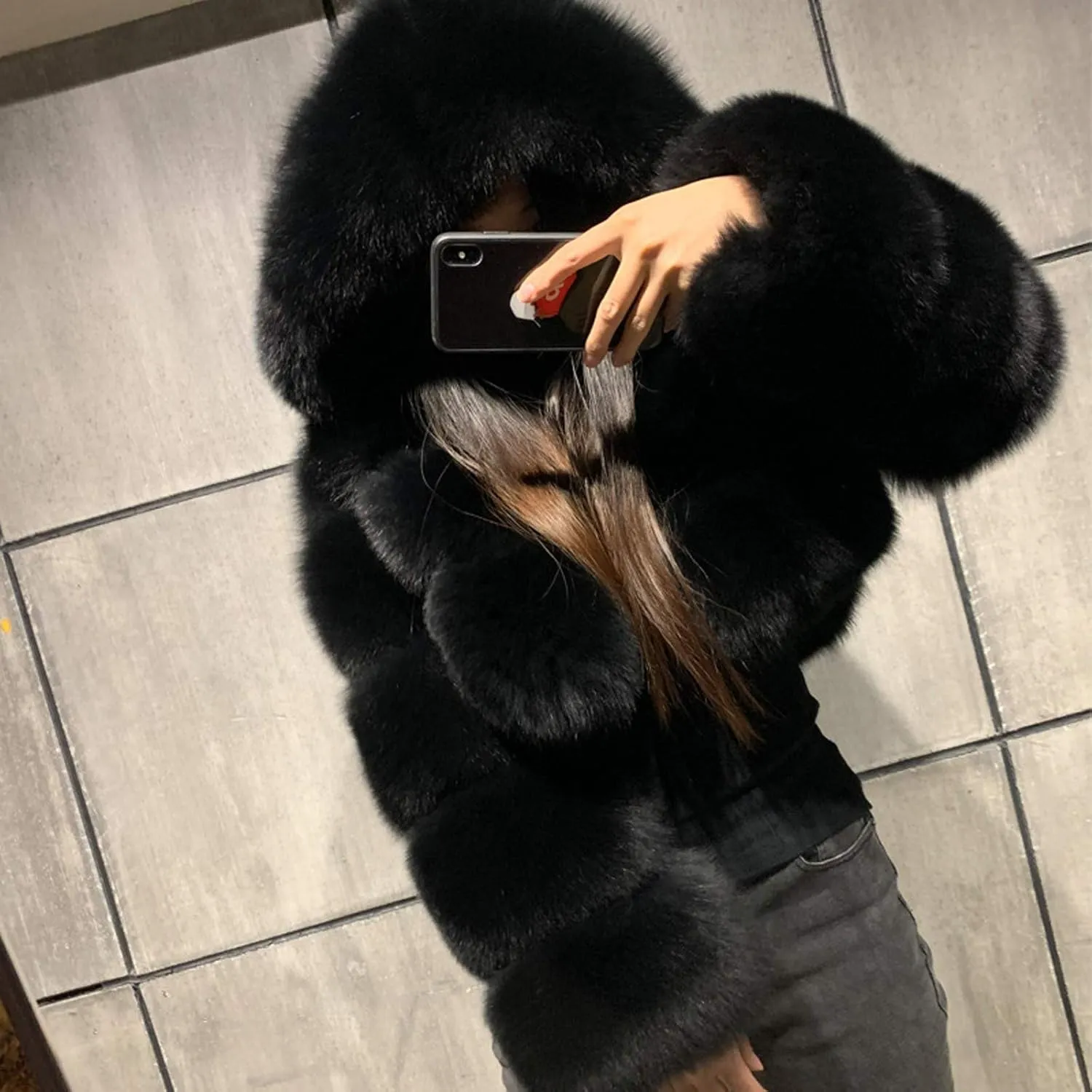 Faux Fur Coats for Women Winter Zip Up Cropped Faux Fur Jackets Ladies Sexy Fluffy Warm Fuzzy Teddy Jacket