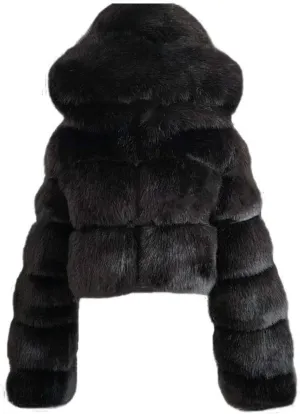 Faux Fur Coats for Women Winter Zip Up Cropped Faux Fur Jackets Ladies Sexy Fluffy Warm Fuzzy Teddy Jacket