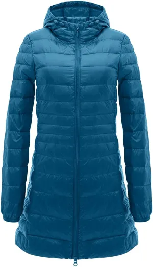Firzero Puffer Jacket Womens Plus Size Long Down Jacket Winter Lightweight Hooded Slim Jackets Female Portable Outwear