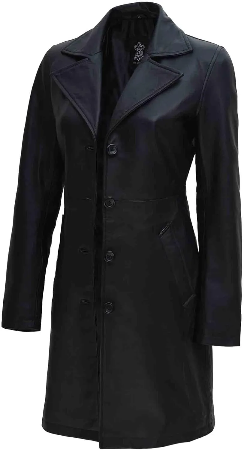 fjackets Lambskin Leather 3/4 Coat - A Fusion of Timeless Style & Modern Sophistication for Women